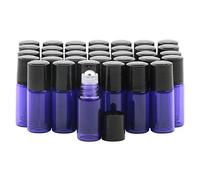 Rowiz 35PCS 3ml Colorful Glass Roll on Bottles with Stainless Steel Roller Balls and Black Screwcap (purple)