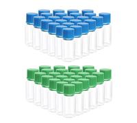 Rowiz 44 PCS 5ml (0.17 Oz) Clear Liquid Sampling Sample Screwcap Rubber Stopper Glass Bottles Vials for Chemistry Lab Chemicals(22pcs Green Cap+22pcs Blue Cap)