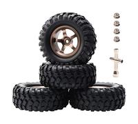 Rowiz 4PCS RC Car Tires 1/10 1/12 Off Road RC Wheels | Tires and Rims Foam Inserts 12mm Hex Hub Width 1.45" (37mm) OD 3.77"(96mm) Titanium Gold Color