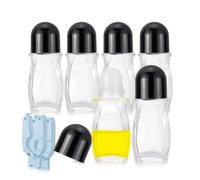Rowiz 6pcs 50ml Clear Roll On Bottles with Plastic Roller Balls Glass Rollerball Deodorant Container with 2pcs Openers Refillable Glass Roller Bottles for Essential Oil, Perfume (Black Caps)
