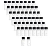 Rowiz Pack of 50 10ml Clear Glass Vials with Scale Write Patch Clear Liquid Sampling Sample Bottle Screw Cap Empty Lab Vials Black Plastic Cap