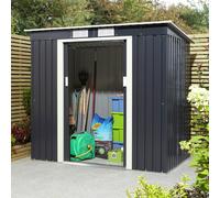 Rowlinson Trentvale 6X4 Metal Pent Shed - Dark Grey, Grey