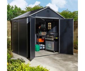 Rowlinson Airevale 8X6 Plastic Apex Shed Dark Grey With Foundation Kit