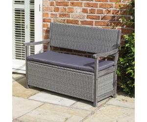 Rowlinson Alderley Rattan Storage Bench - Grey