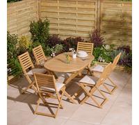 Rowlinson Ashdown Folding 6 Seat Oval Dining Set with Cushions, Brown