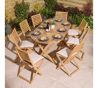 Rowlinson Ashdown 8 Seater Oval Folding Dining Set with Cushions - Brown - Wilko