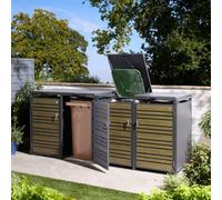 Rowlinson Chelsea Quadruple Metal Bin Store - Oak