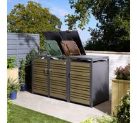 Rowlinson Chelsea Triple Metal Bin Store - Oak