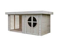 Rowlinson Connor 8X17 Ft Toughened Glass & 2 Windows Pent Wooden Summer House (Base Included)
