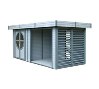Rowlinson Connor 8X17 Ft Toughened Glass & 2 Windows Pent Wooden Summer House (Base Included)