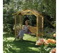 Rowlinson Dartmouth Garden Arbour Swing Seat, Brown
