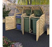 Rowlinson Double Bin Storage Unit with Box Store - Size: 130 x 230.5 x 82cm - Brown - Wilko