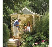 Rowlinson Gainsborough 6-Sided Gazebo - 2700 x 3000 x 2600mm - Natural Timber