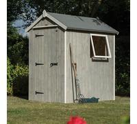 Rowlinson Heritage 6X4 Ft Apex Grey Wooden Shed With Floor & 1 Window