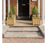 Rowlinson Heritage Square Planter 40cm - 2 Pack, Brown