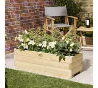 Rowlinson Marberry Natural Wooden Garden Planter 30 x 100 x 40cm - Wilko