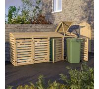 Rowlinson Quadruple Bin Storage Unit - Size: 130 x 306 x 82cm - Brown - Wilko
