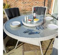 Rowlinson Rattan Effect Six Seater Dining Set - Two Colours - Natural Stone