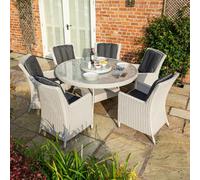 Rowlinson Rattan Effect Six Seater Dining Set - Two Colours - Putty Grey