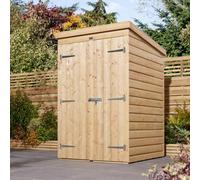 Rowlinson 4x4 Shiplap Pent Shed Double Door, Brown