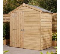 Rowlinson 4x6 Shiplap Apex Shed Single Door, Brown