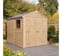 Rowlinson 8x6 Shiplap Apex Shed Double Door with Window, Brown
