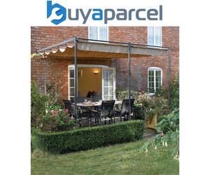 Rowlinson St.Tropez Retractable Garden Canopy Sun Shade Pergola Taupe 3.3m x 3m