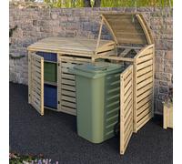 Rowlinson Double Bin Storage Unit with Box Store - Size: 130 x 230.5 x 82cm - Brown - Wilko