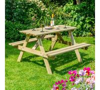 Rowlinsons 4 Feet Traditional Outdoor 4 Seater Picnic Table, L120 x W120 x H71 cm in Natural Rowlinsons Natural
