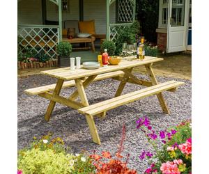 Rowlinson Traditional Softwood 8 Seat Picnic Table 1.8M