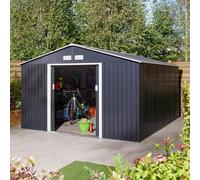 10x12 Rowlinson Trentvale Apex Metal Shed in Dark Grey - 10 x 12 Rowlinson Trentvale Apex Metal Shed In Dark Grey with Foundation Kit