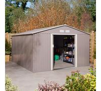Rowlinson Trentvale 10X12 Metal Apex Shed Light Grey With Foundation Kit, Grey