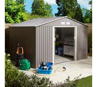 Rowlinson Trentvale 10X8 Metal Apex Shed Light Grey With Foundation Kit