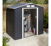 Rowlinson Trentvale 6X4 Metal Apex Shed Dark Grey With Foundation Kit