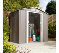Rowlinson Trentvale 6X4 Metal Apex Shed Light Grey With Foundation Kit