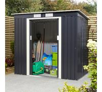 Rowlinson Trentvale 6X4 Metal Pent Shed Dark Grey With Foundation Kit