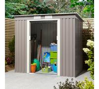 Rowlinson Trentvale 6X4 Metal Pent Shed Light Grey With Foundation Kit, Grey