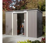 Rowlinsons 8 x 4 Trentvale Metal Pent Shed - L121 x W261 x H176 cm - Light Grey Rowlinsons Grey