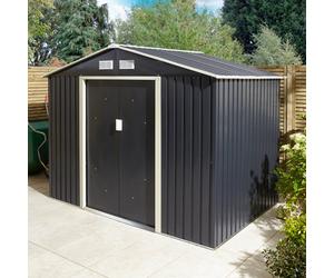 Rowlinson Trentvale 8X6 Ft Apex Dark Grey Metal 2 Door Shed