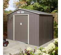 Rowlinson Trentvale 8X6 Ft Apex Light Grey Metal 2 Door Shed