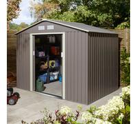 Rowlinson Trentvale 8X6 Metal Apex Shed Light Grey With Foundation Kit
