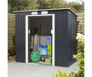 Rowlinson Trentvale Dark Grey Metal Pent Shed without Floor - 6 x 4ft