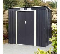 Rowlinson Trentvale Metal Pent Shed 6ft x 4ft, Dark Grey