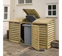 Rowlinson Triple Bin Store, 1300 x 2035 x 820mm, Natural Timber