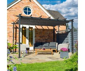 Rowlinson Venetian Metal Pergola in Grey 4mx3m