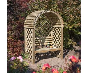 Rowlinson Victoria Traditional Arbour - 1990 x 1340 x 800mm - Natural Timber