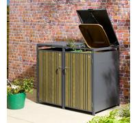 Rowlinson Wimbledon Double Metal Bin Store - Oak