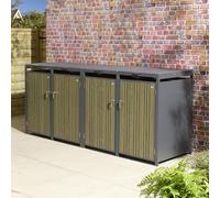 Rowlinson Wimbledon Quadruple Bin Store - Oak, Grey