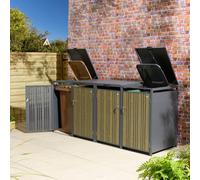 Rowlinson Wimbledon Quadruple Metal Bin Store - Oak