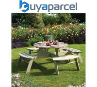Rowlinson Round 8 Seater Picnic Table, none
